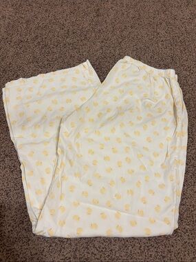 Brandy Melville Cream Pajama Pants with Yellow Duck Print